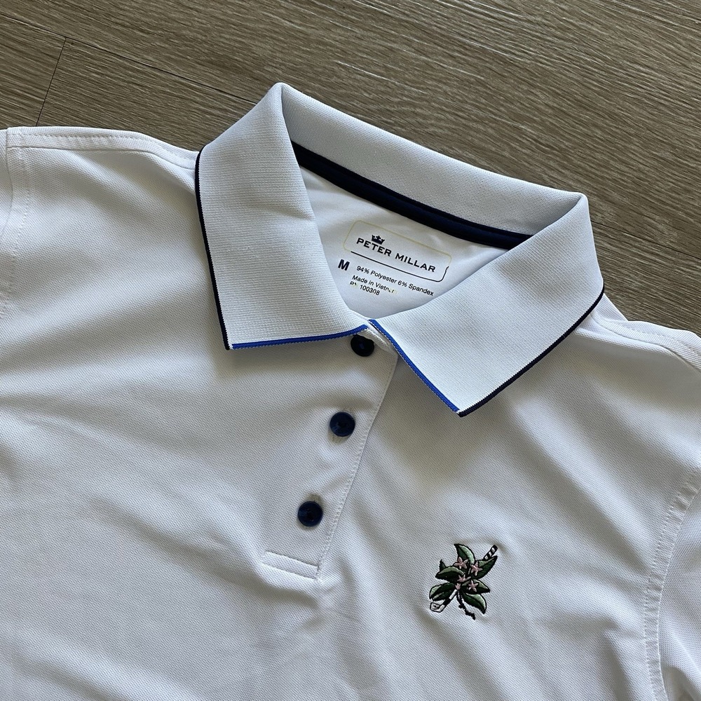 Peter Millar Summer Comfort Polo Shirt Women's M White Laurel Valley Golf Club